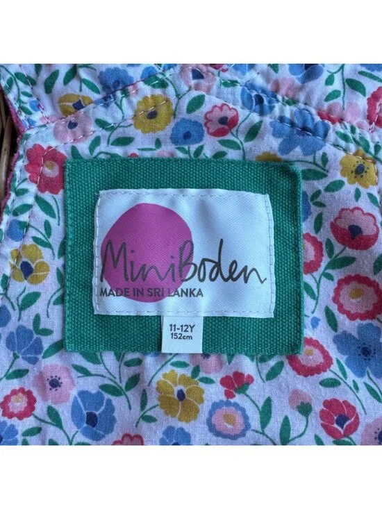 MINI BODEN Pink Corduroy Shortalls Girls 11-12 Cotton Overalls Bib Shorts Spring - Picture 7 of 9